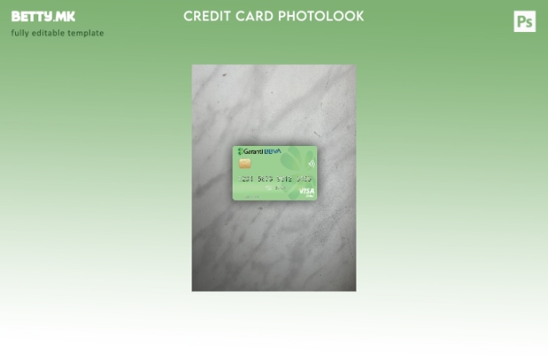 Модерен стил Романија Garanti BBVA виза дебитна картичка photolook преден шаблон