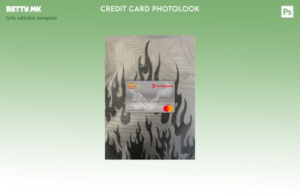 Модерен стил на предниот шаблон за фото изглед на главната дебитна картичка на К
