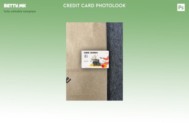 Модерен стил на предниот шаблон за фото изглед на мастер картички на UBS Bank на
