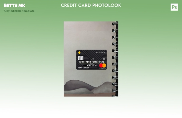 Модерен стил, преден шаблон за мастеркард со фото изглед на банката на Комонвелт