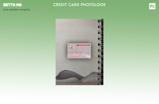 модерен стил Шпанија Banco Santander виза дебитна картичка photolook преден шабл