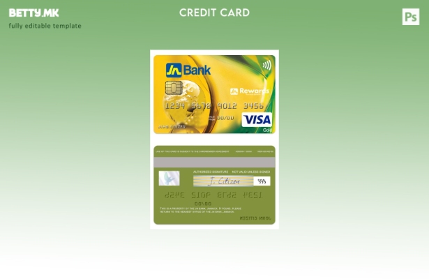 Модерен стил Јамајка JN Bank виза златна кредитна картичка шаблон