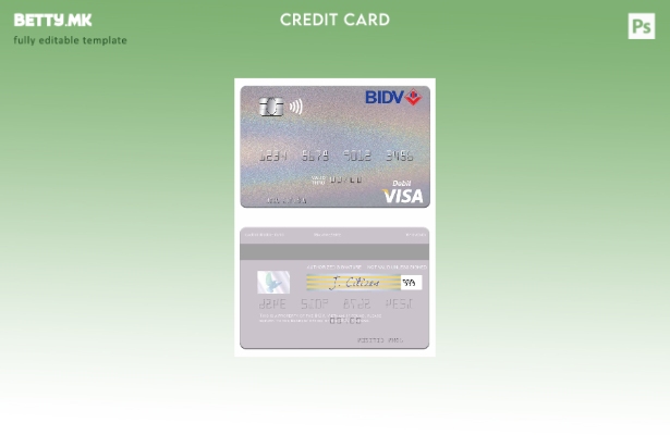 Модерен стил Виетнам BIDV виза дебитна картичка шаблон