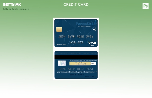 Модерен стил Ел Салвадор Banco Azul de El Salvador виза дебитна картичка шаблон