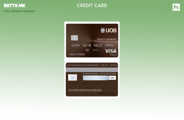 Модерен стил Индонезија UOB банка виза богатство дебитна картичка шаблон