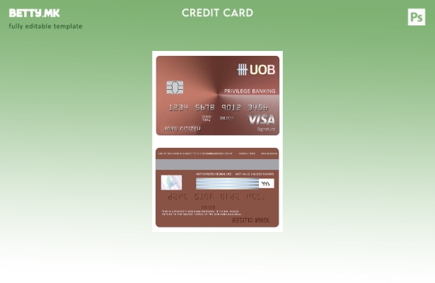 Модерен стил Индонезија UOB банкарски виза дебитна картичка шаблон