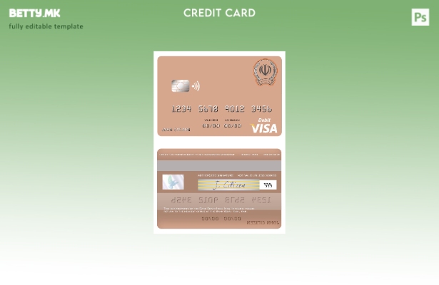 Модерен стил Иран Сепах банка Иран шаблон за виза дебитна картичка