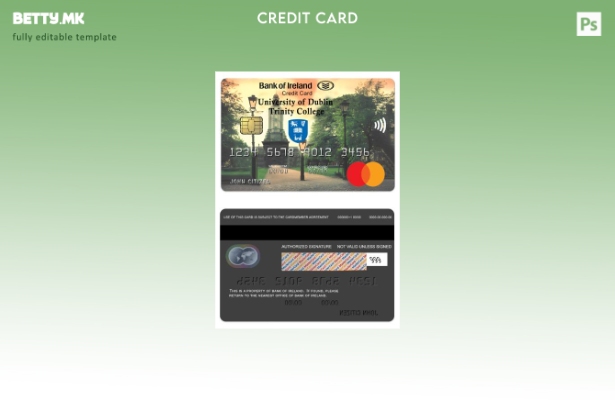 Модерен стил Ирска Банка на Ирска Шаблон за кредитна мастер карта Афинитет