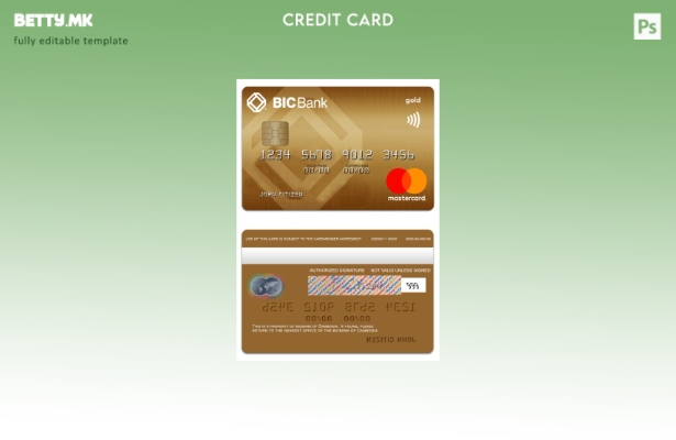 Модерен стил Камбоџа BICBank кредитна златна мастер карта шаблон