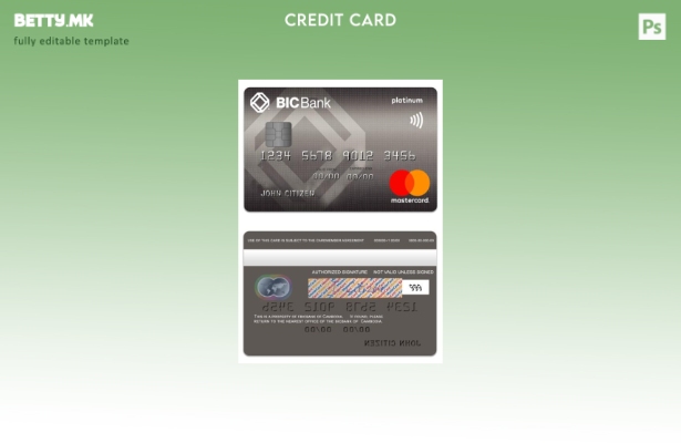 Модерен стил Камбоџа BICBank кредитна платина мастер карта шаблон