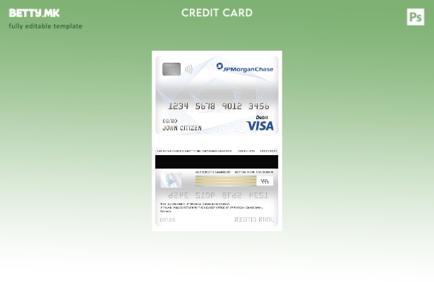 Модерен стил Канада JP Morgan Chase банкарски виза дебитна картичка шаблон