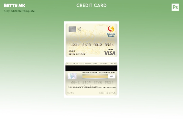 Модерен стил Колумбија Банко де Богота банка виза дебитна картичка шаблон
