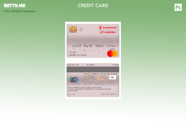 Модерен стил Колумбија Scotiabank Colpatria банка шаблон мастер дебитна картичка