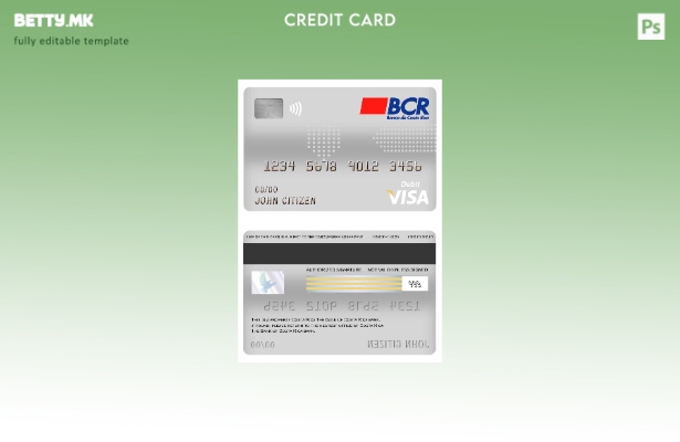 Модерен стил Костарика Шаблон за банкарска виза за дебитна картичка на Банката н