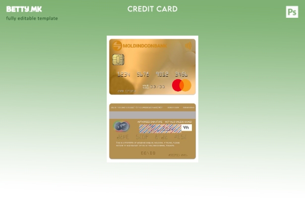 Модерен стил Молдавија MoldindconBank шаблон за златна кредитна мастер карта