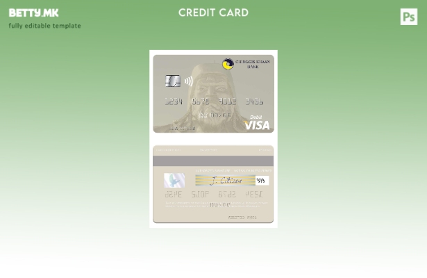 Модерен стил Монголија Chinggis Khaan банка шаблон виза дебитна картичка