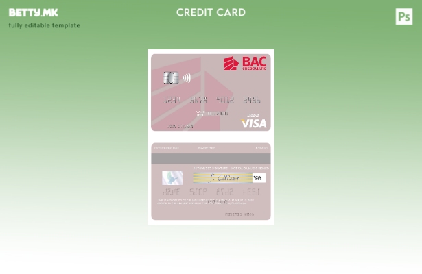 Модерен стил Никарагва BAC Шаблон за виза за дебитна картичка Credomatic