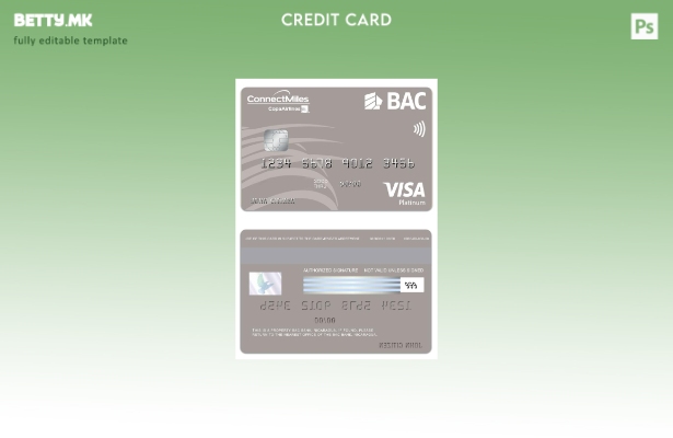Модерен стил Никарагва BAC банка виза платина картичка шаблон