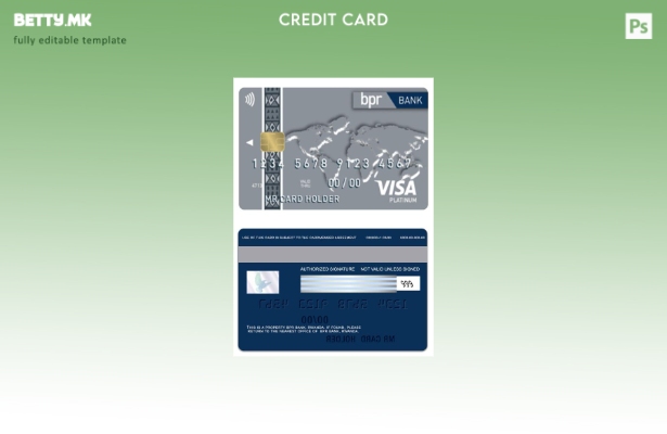 Модерен стил Руанда BPR банка виза платина картичка шаблон