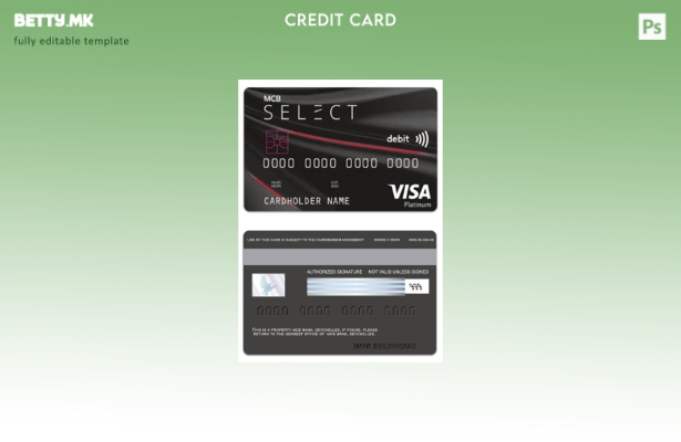 Модерен стил Сејшели MCB банка виза дебитна платина картичка шаблон