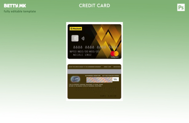 Модерен стил Филипини MayBank златен шаблон за мастер картички