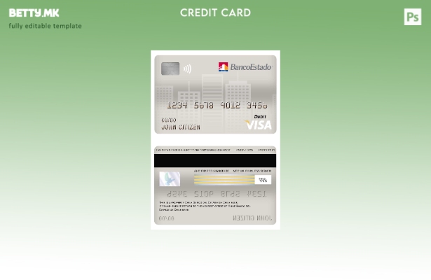 Модерен стил Чиле Банко дел Естадо де Чиле банка виза дебитна картичка шаблон