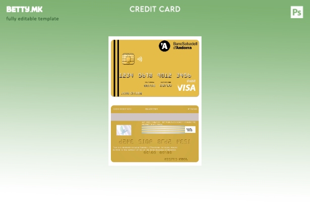Модерен стил Шаблон за банкарска виза картичка Андора банка Сабадел
