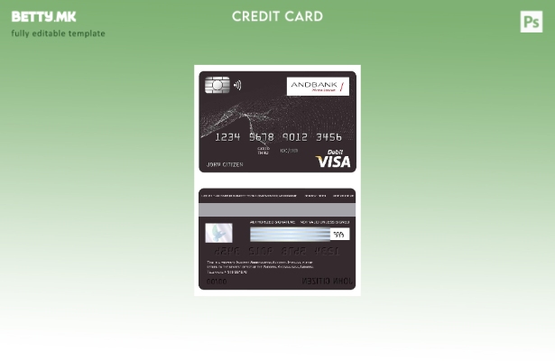 Модерен стил Шаблон за банкарска виза картичка Андора Andbank
