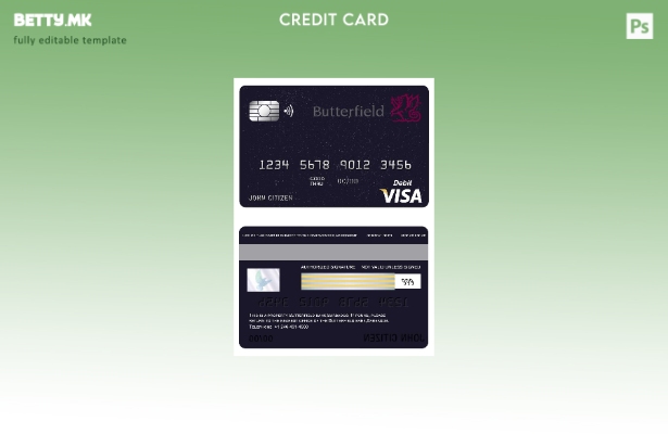 Модерен стил Шаблон за банкарска виза картичка Барбадос Батерфилд