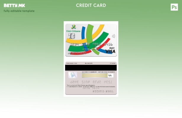 Модерен стил Шаблон за банкарска виза картичка Barbados First Citizens