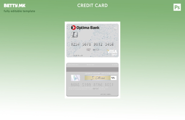 Модерен стил Шаблон за виза дебитна картичка Киргистан Оптима банка