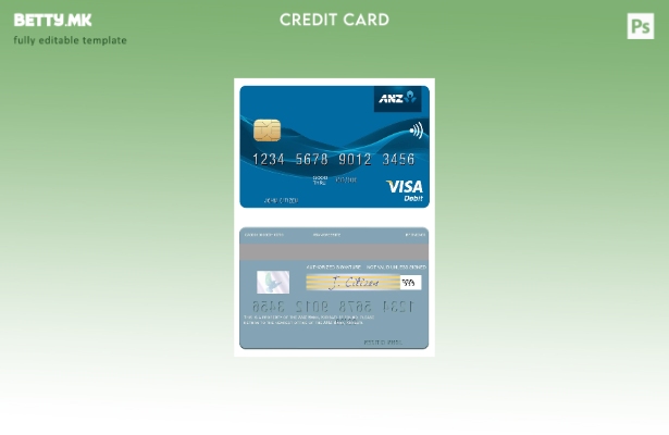 Модерен стил Шаблон за виза дебитна картичка Кирибати ANZ Bank