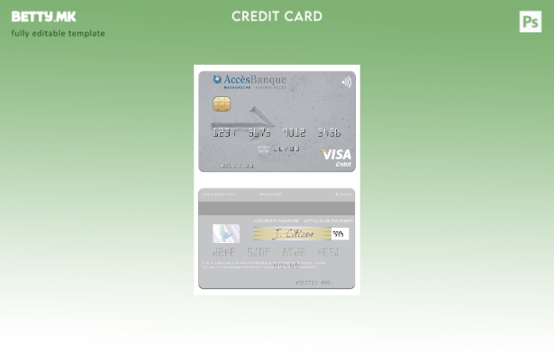 Модерен стил Шаблон за виза дебитна картичка Мадагаскар AccèsBanque