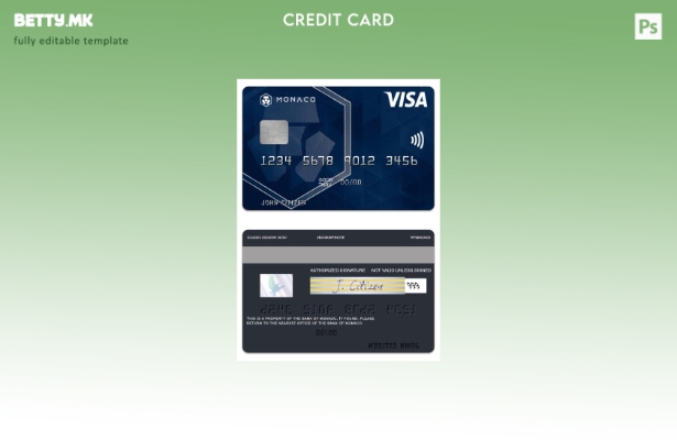 Модерен стил Шаблон за виза дебитна картичка Монако Банка на Монако