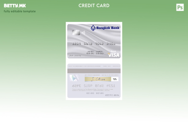 Модерен стил Шаблон за виза дебитна картичка на Банката Тајланд Бангкок