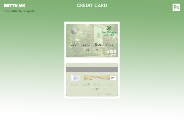 Модерен стил Шаблон за виза дебитна картичка на Тринидад и Тобаго First Citizes
