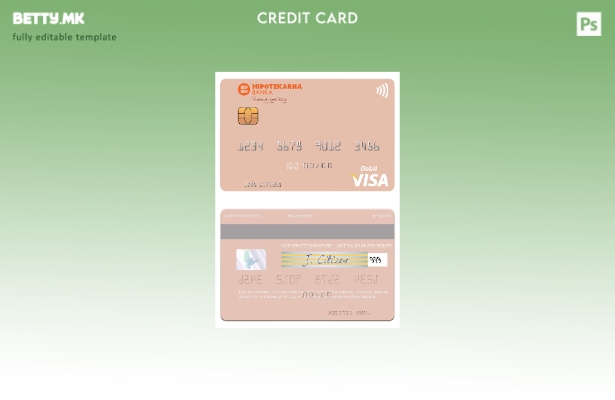 Модерен стил Шаблон за виза дебитна картичка на Црна Гора Хипотекарна банка