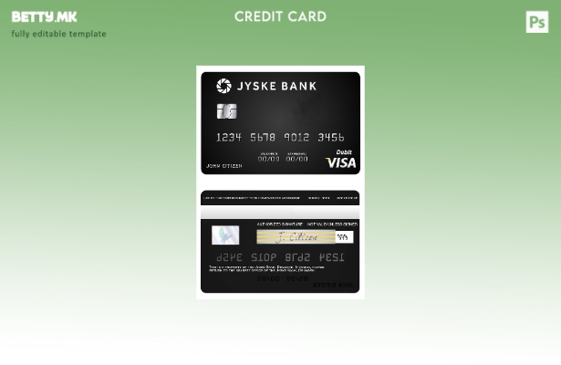 Модерен стил Шаблон за виза дебитна картичка Jyske Bank Данска