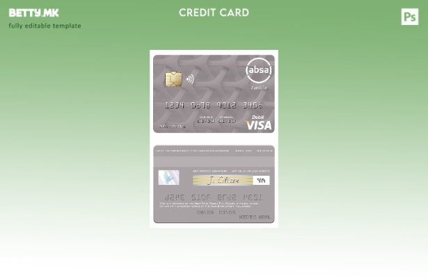 Модерен стил Шаблон за виза дебитна картичка Zambia Absa Bank Zambia Plc