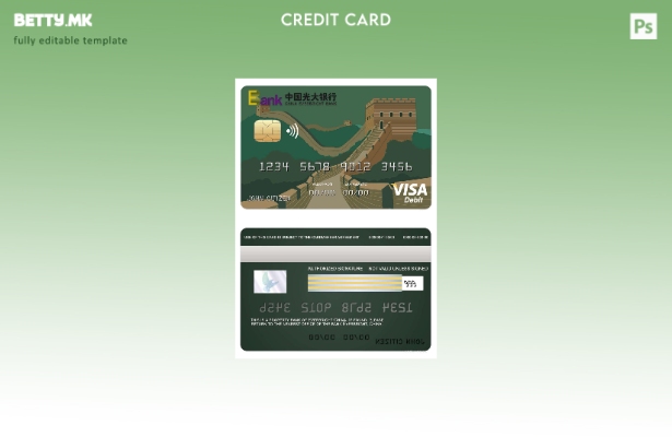 Модерен стил Шаблон за виза за банка на Кина Everbright