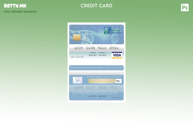 Модерен стил Шаблон за виза за банкарска картичка Бенин Атлантик