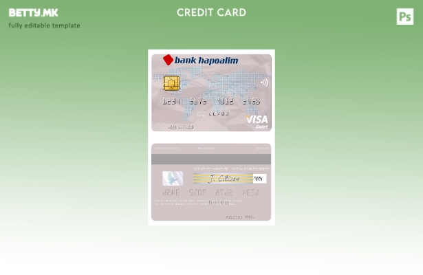 Модерен стил Шаблон за виза за дебитна картичка Израел банка Хапоалим