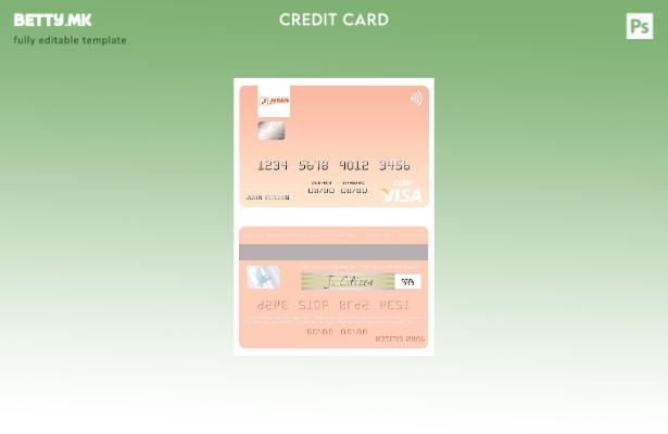 Модерен стил Шаблон за виза за дебитна картичка Казахстан First Heartland Jýsan