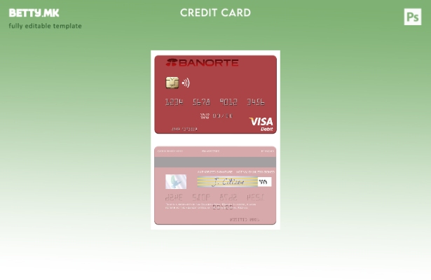 Модерен стил Шаблон за виза за дебитна картичка Мексико Банорте банка