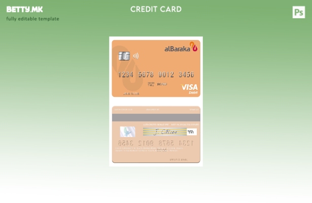 Модерен стил Шаблон за виза за дебитна картичка Пакистан Ал Барака банка