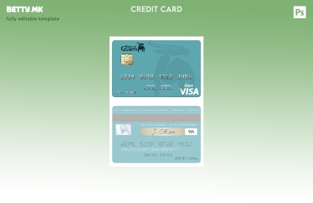Модерен стил Шаблон за виза за дебитна картичка Палау Банка на Гуам