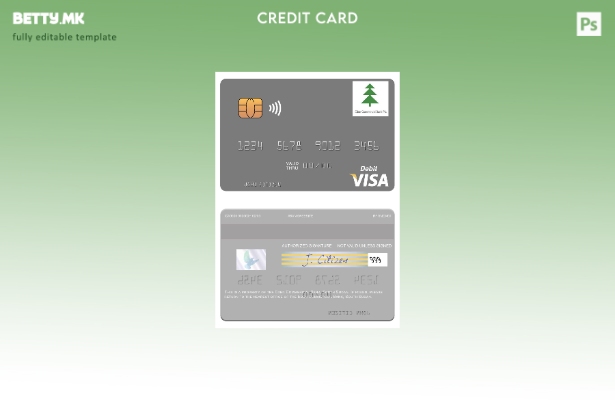 Модерен стил Шаблон за виза за дебитна картичка за комерцијална банка Јужен Суда
