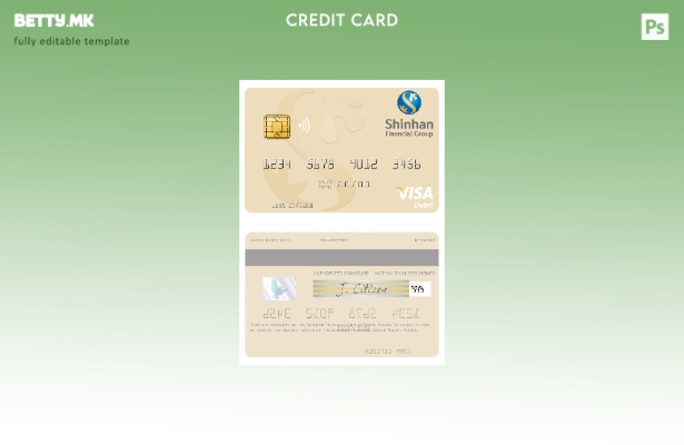 Модерен стил Шаблон за виза за дебитна картичка на Јужна Кореја Шинхан финансиск