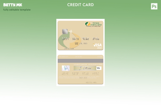 Модерен стил Шаблон за виза за дебитна картичка на Банката на Невис во Сент Китс