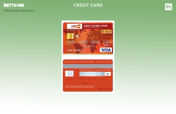 Модерен стил Шаблон за виза за дебитна картичка на Замбија ИЗБ банка